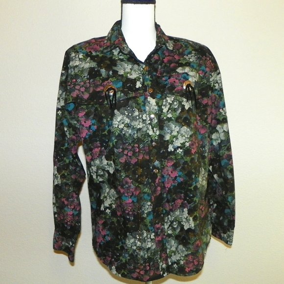 roughrider Tops - Lg Vintage Roughrider Western Concho Shirt